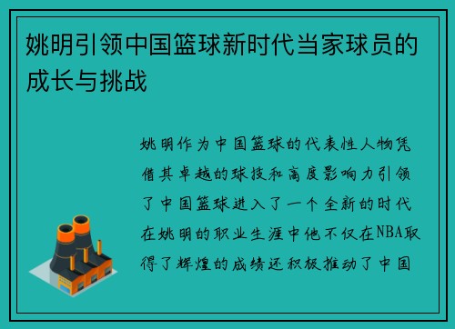 姚明引领中国篮球新时代当家球员的成长与挑战